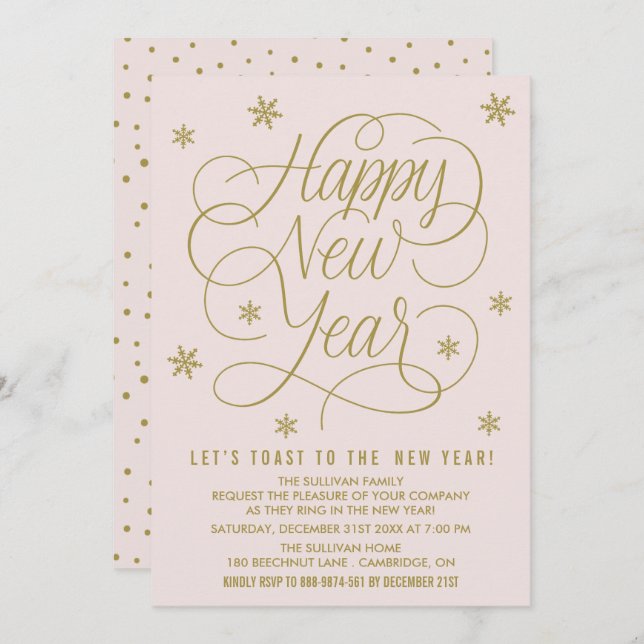 Hübsche Silvesternacht-Party Einladung (Vorne/Hinten)