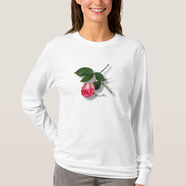 Hübsche Single-Stamm-Rosa-Rose T-Shirt (Vorderseite)