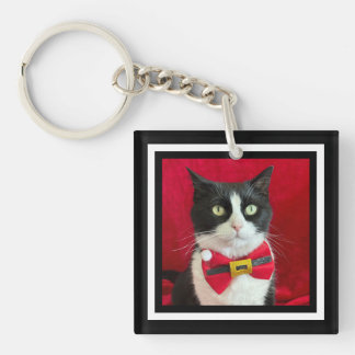 Hübsche Smoking-Katze Weihnachten Schlüsselanhänger