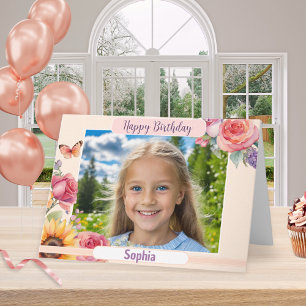 Hübsche Sommer Blume Custom Foto Happy Geburtstag Karte
