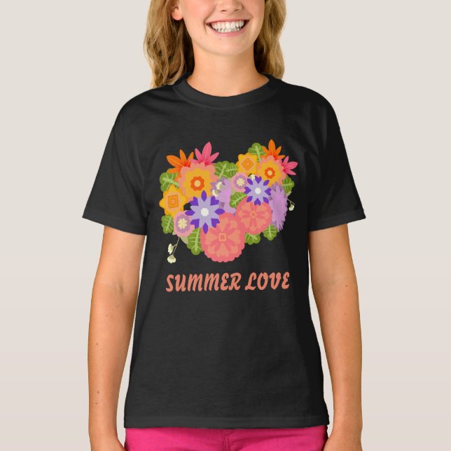 Hübsche Sommer Liebe Blume Bright Blumengarten T-Shirt (Vorderseite)
