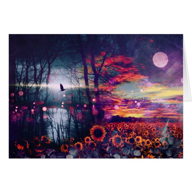 Hübsche Sonnenblume-Fantasie-Landschaft (Vorderseite (Horizontal))