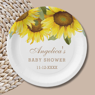 Hübsche Sonnenblume Kinderdusche Pappteller
