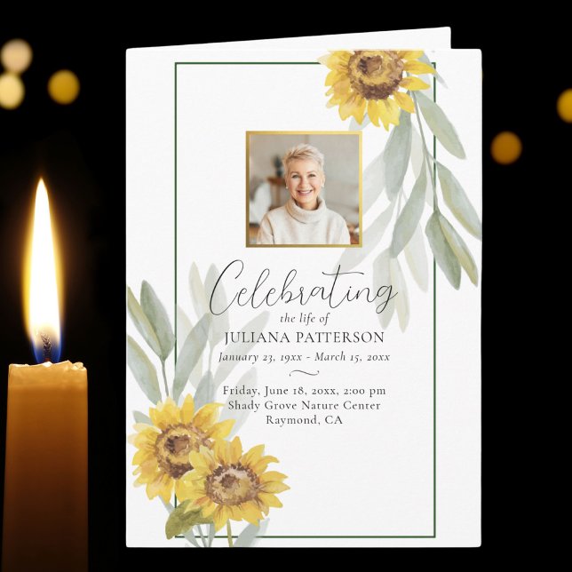 Hübsche Sonnenblumen Foto Orden Service Beerdigung Programm (Von Creator hochgeladen)