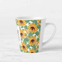 Hübsche Sonnenblumen Gelb-Grün-Muster Monogramm Milchtasse