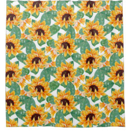 Hübsche Sonnenblumen Gelb und Grün Duschvorhang