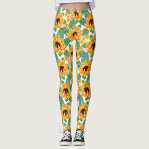 Hübsche Sonnenblumen Gelb und Grün Leggings