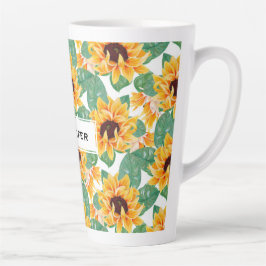 Hübsche Sonnenblumen Gelb und Grün Milchtasse