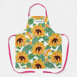 Hübsche Sonnenblumen Gelb und Grün Schürze
