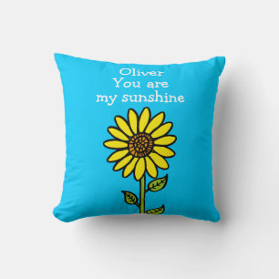 Hübsche Sonnenblumen-Illustration mit personalisie Kissen
