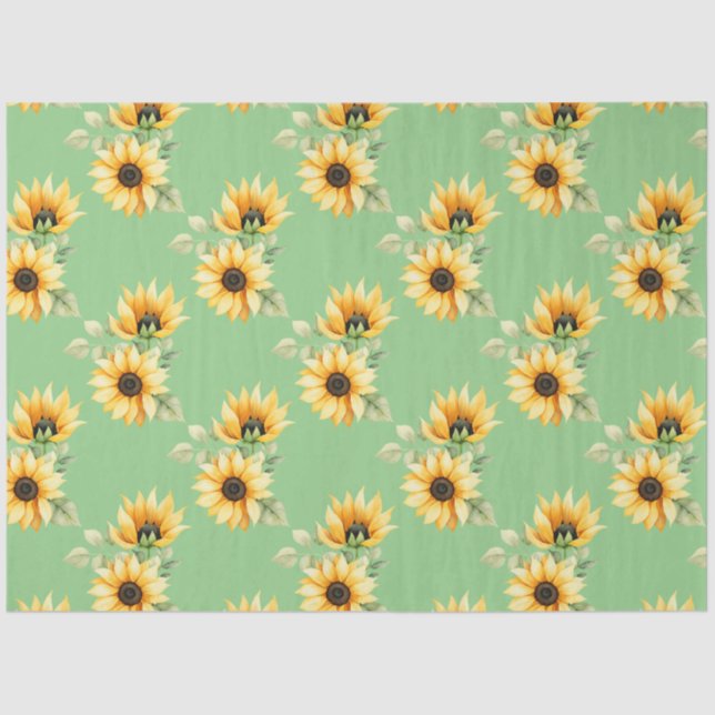 Hübsche Sonnenblumen im Grünen Seidenpapier (Vorderseite)