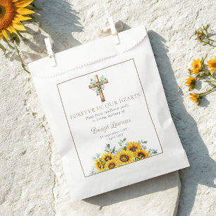 Hübsche Sonnenblumen & Kreuz Bestattung Saatgutpäc Geschenktütchen