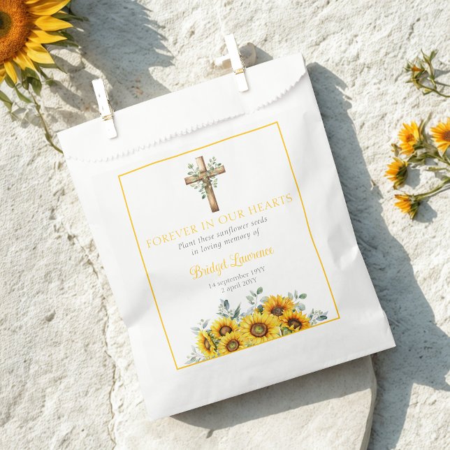 Hübsche Sonnenblumen & Kreuz Trauer-Samenpackung Geschenktütchen (Von Creator hochgeladen)