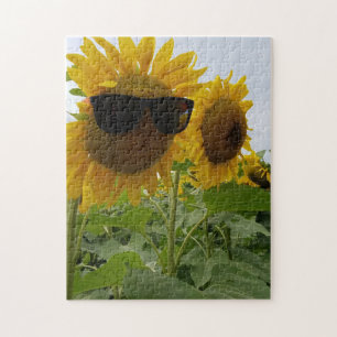 Hübsche Sonnenblumen mit Sonnenbrille Puzzle