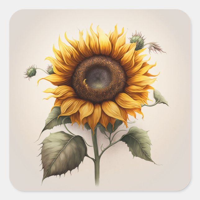 Hübsche Sonnenblumenkleber Quadratischer Aufkleber (Vorderseite)