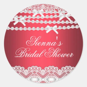 Hübsche Spitze & Perle Rot Brautbad Aufkleber