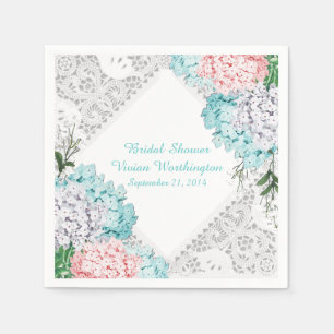 Hübsche Spitzen und Hydrangeas Brautparty Napkins Serviette