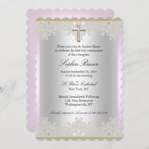 Hübsche Spitzen- und Kreuztaufe/Einladung zur Feie Einladung