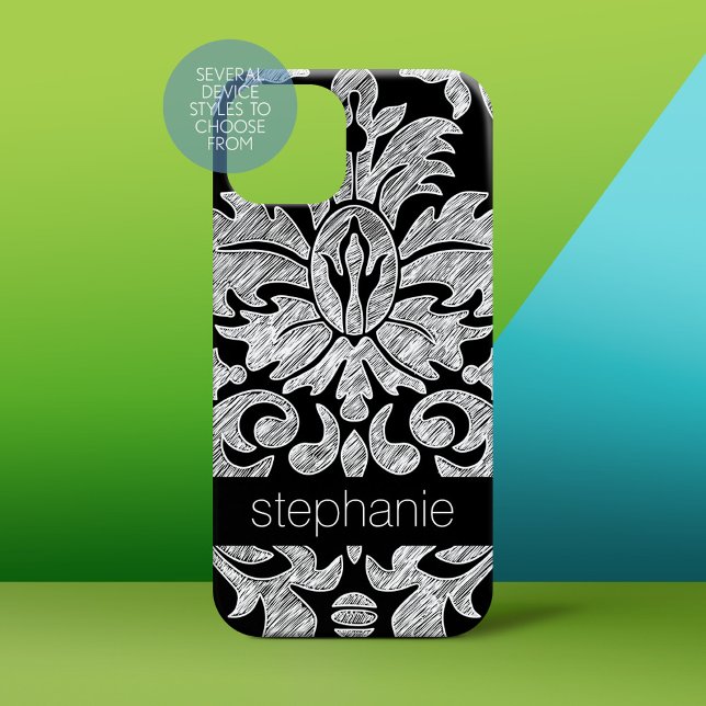 Hübsche Spitzenmatte Schwarz-Weiß-Muster Case-Mate iPhone Hülle (Personalized Phone Case)