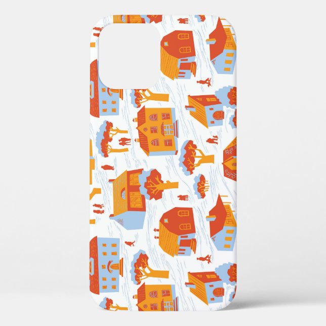 Hübsche Stadthäuser: Vintage-Doodle Case-Mate iPhone Hülle (Rückseite)