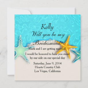 Hübsche Starfish Summer Beach Bridesmaid Card Einladung