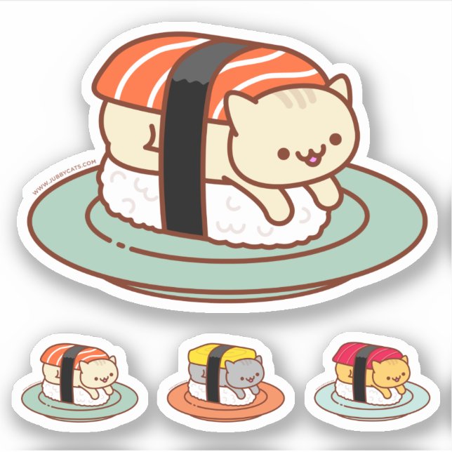 Hübsche Stickers - SUSHI CATS - SALMON Aufkleber (Vorderseite)