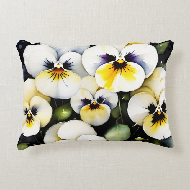Hübsche Stiefmütterchen Aquarellmalerei Dekokissen (Vorderseite)