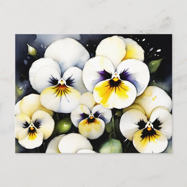 Hübsche Stiefmütterchen Aquarellmalerei Postkarte (Vorderseite)