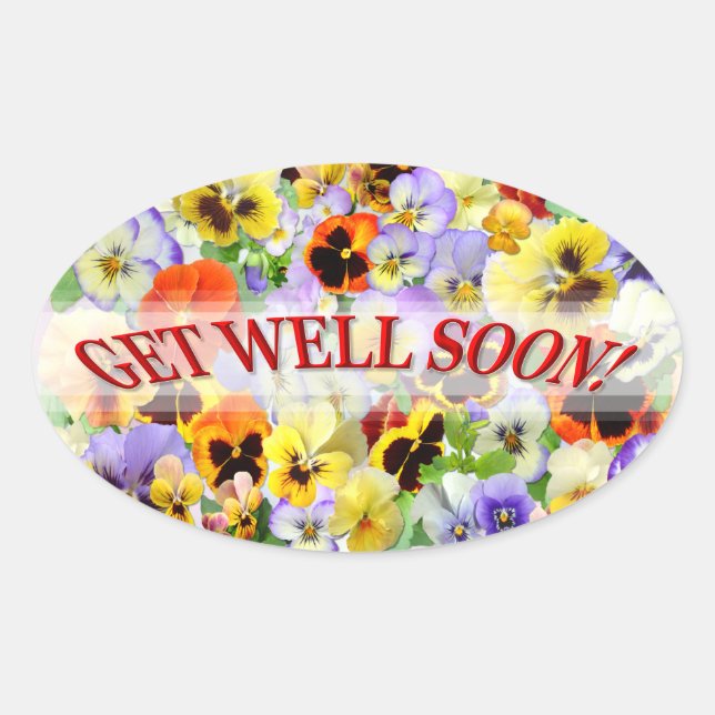 Hübsche Stiefmütterchen bekommen gute Wünsche Ovaler Aufkleber (Vorderseite)