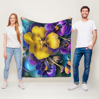Hübsche Stiefmütterchen Fleecedecke