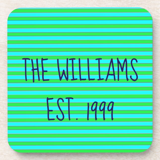 Hübsche Streifen grün und blau Getränkeuntersetzer (Vorderseite)