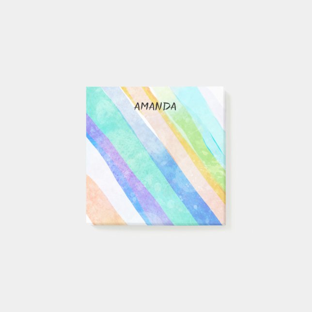 hübsche Streifen in Aquarellfarben nach Kundenwuns Post-it Klebezettel (Vorderseite)
