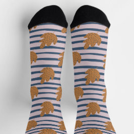 Hübsche Streifen mit Blattfall Nahtlos Socken