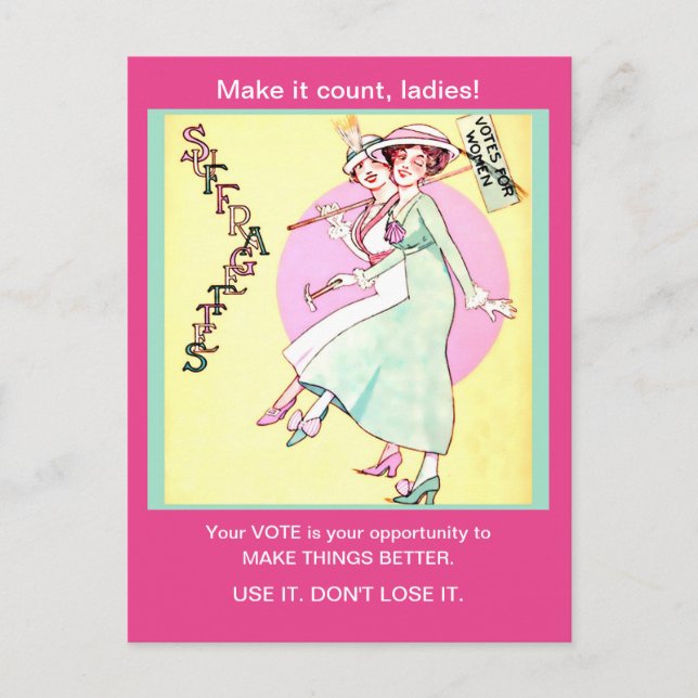 Hübsche Suffragetation Frauen Vintag verändert Postkarte (Vorderseite)