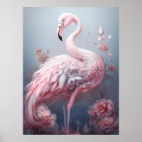Hübsche Surreal Abstrakt rosa Flamingo auf Grau