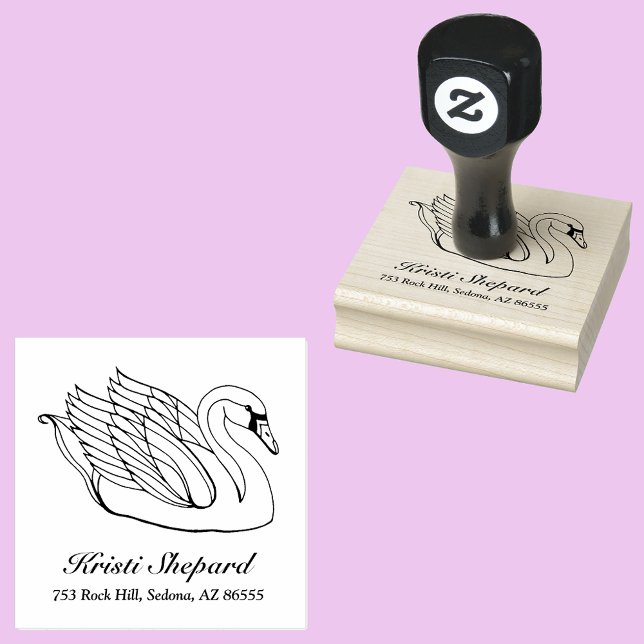 Hübsche Swan-Name-Adresse Gummistempel (Von Creator hochgeladen)