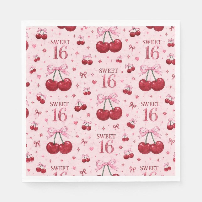 HÜBSCHE SWEET 16 KIRSCH BLUMEN PARTY-SERVIETTE SERVIETTE (Vorderseite)