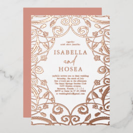 Hübsche Sweet Rose Gold Blumenstrauß Hochzeit Folieneinladung