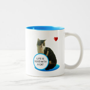 Hübsche Tabby-Katze & Herz Zweifarben-Kaffeetasse Zweifarbige Tasse