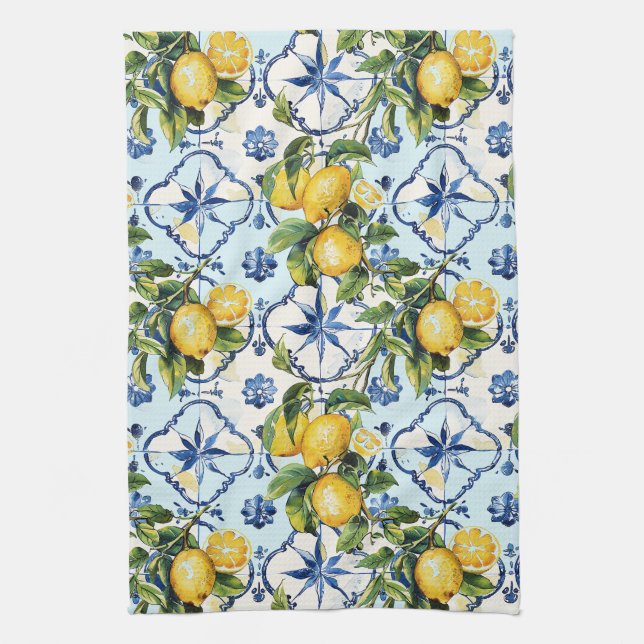 Hübsche Talavera-Tile-Multimedia-Lemons Geschirrtuch (Vertikal)