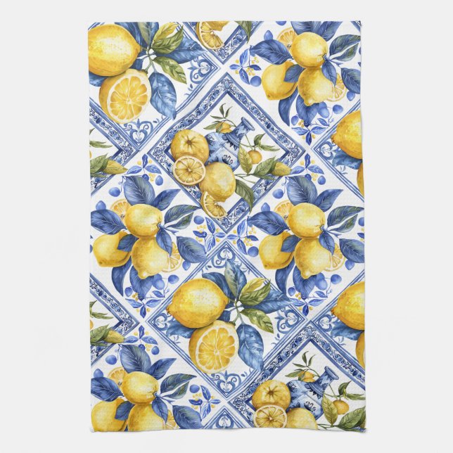 Hübsche Talavera-Tile-Multimedia-Lemons Geschirrtuch (Vertikal)