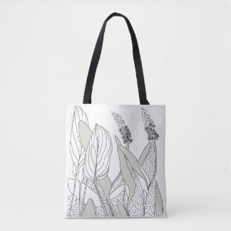 Hübsche Tasche mit Pflanzenillustrationen. 