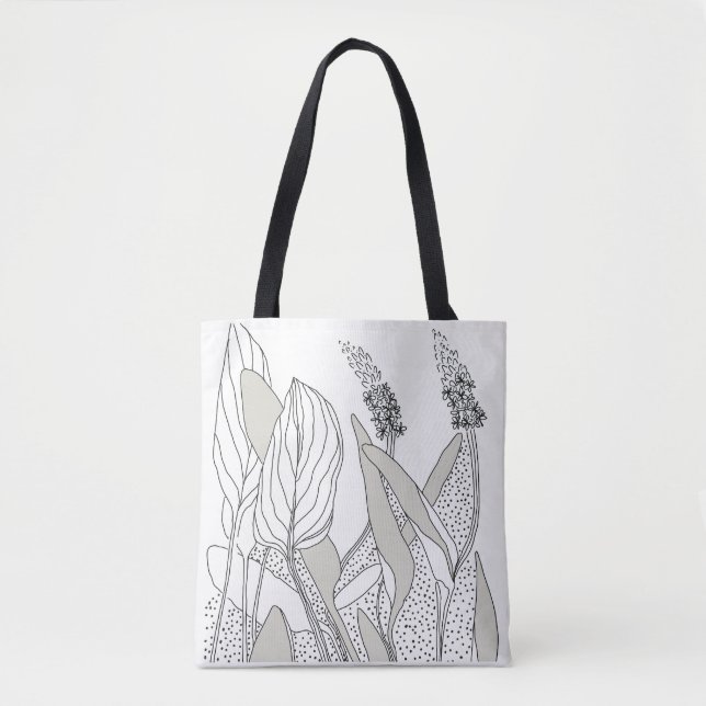 Hübsche Tasche mit Pflanzenillustrationen.  (Vorderseite)