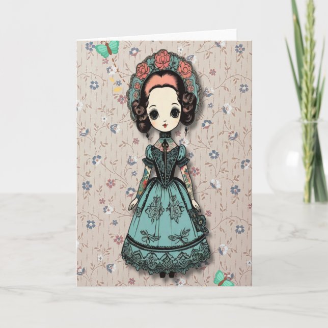 Hübsche Tattooid-Girl-Karte ohne Text Dankeskarte (Vorderseite)