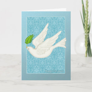 Hübsche Taube für Passahfest mit olivgrünem Blatt Karte