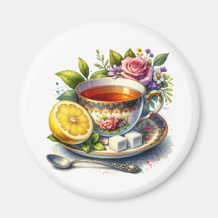 Hübsche Teetasse mit Zitrone Magnet