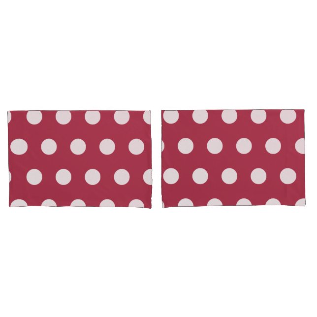 Hübsche tiefer Rose Geometrische weiße Polka-Punkt Kissenbezug (Vorderseite-Set)