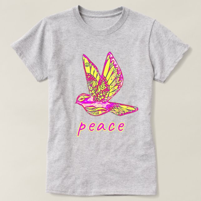 Hübsche Tinte und Wasserfarbentobe mit Peace Sign  T-Shirt (Design vorne)