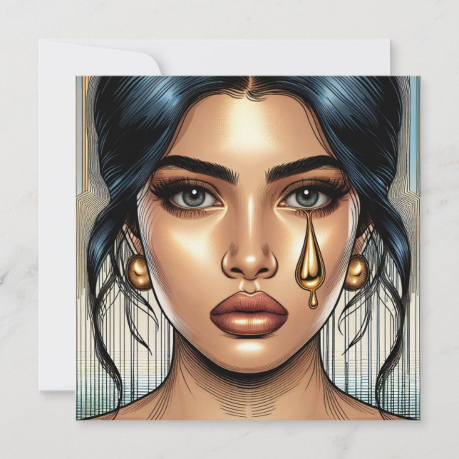 Hübsche traurige Frau mit Goldteere (Vorderseite)