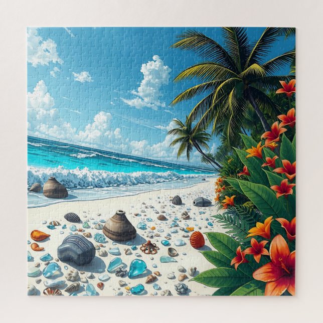 Hübsche Tropical Beach Szene Küstenart Puzzle (Vertikal)